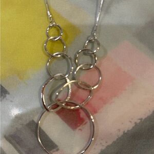 Silver Multi-Ring Pendant Necklace - Women Jewelry